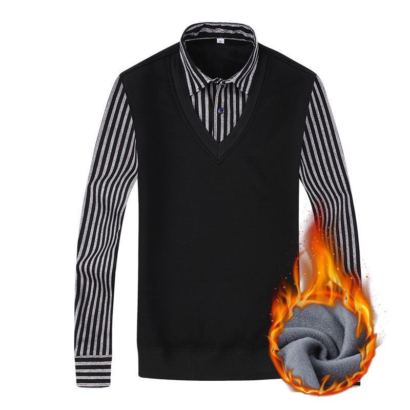 Camisola masculina casual de tricô com lapela