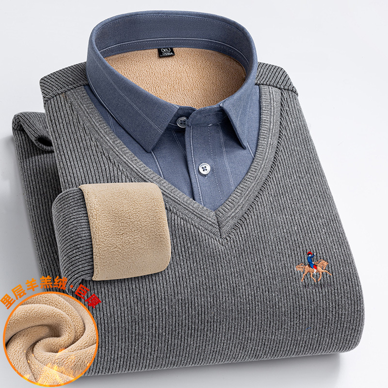 Camisola masculina de malha de lã