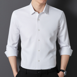 Camisa de negócios casual masculina sem ferro trackless