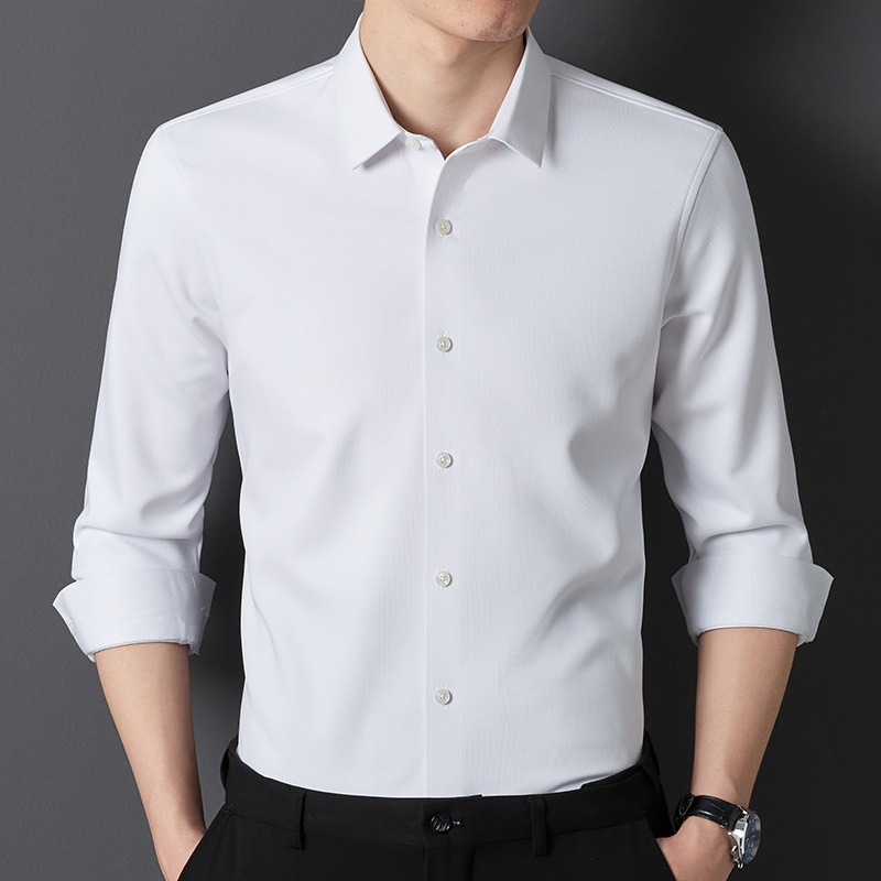 Camisa de negócios casual masculina sem ferro trackless