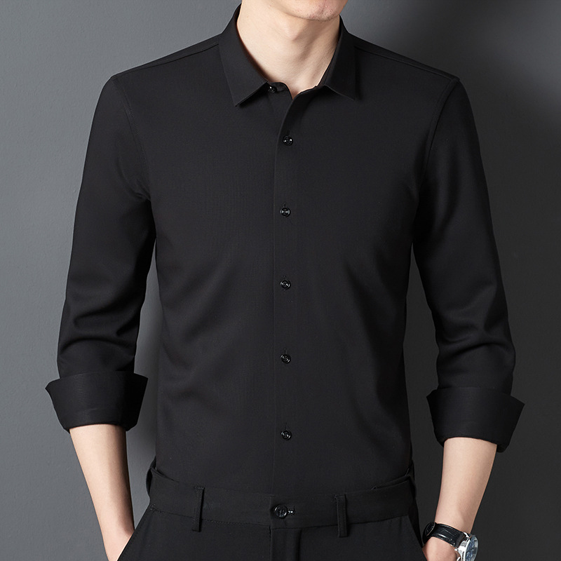 Camisa de negócios casual masculina sem ferro trackless